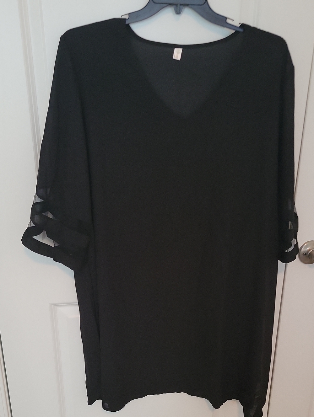 Black V-Neck Chiffon Swim Coverup